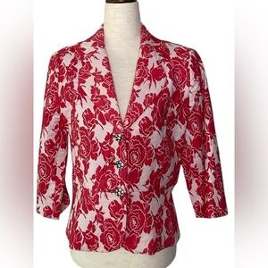Harold's Floral Jeweled Button Jacket Size 6